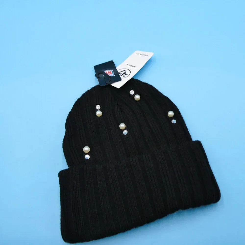 '47 Brand New York Giants Winter Hat Womens Black Ribbed‎ Bling Acrylic Beanie